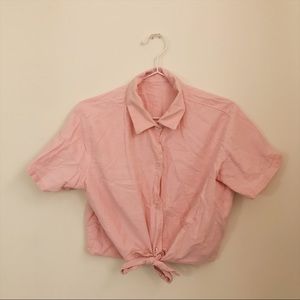American Apparel Tie Front Cropped Shirt M/L